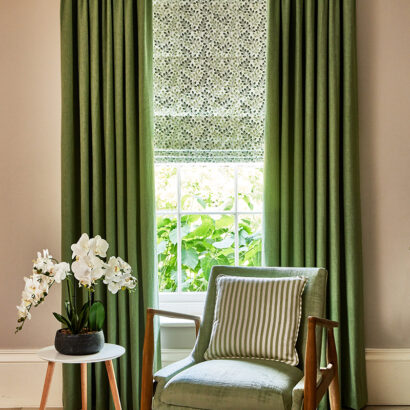 Concept Custom Made Curtains - Iceland Myrtle & Fitzrovia Laurel
