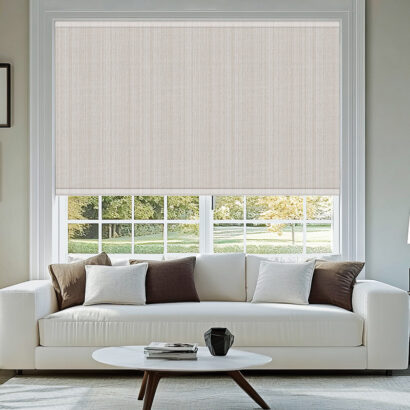 Extra large pleated blinds in white, featuring a 50mm fold, showcased in the window opening. Contemporary top down bottom up privacy shades for apartment windows